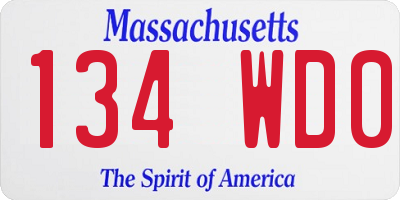 MA license plate 134WD0
