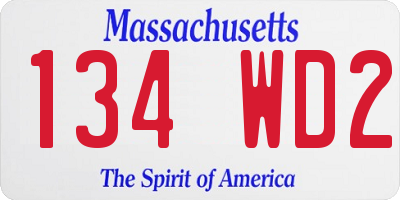 MA license plate 134WD2