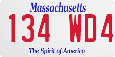 MA license plate 134WD4