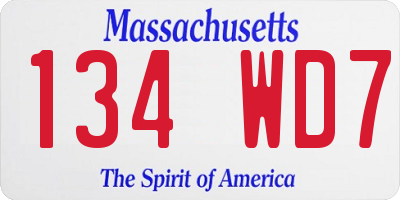 MA license plate 134WD7