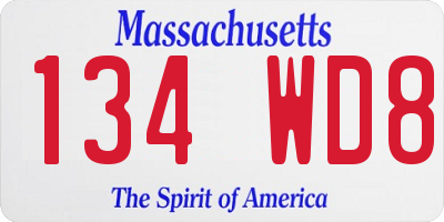 MA license plate 134WD8