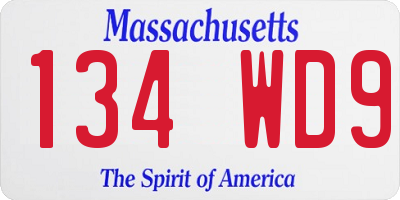 MA license plate 134WD9