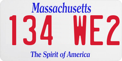 MA license plate 134WE2