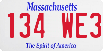 MA license plate 134WE3