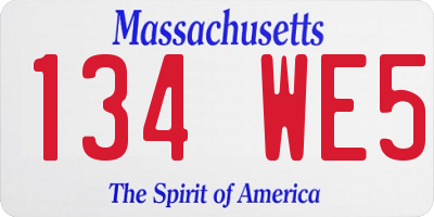 MA license plate 134WE5