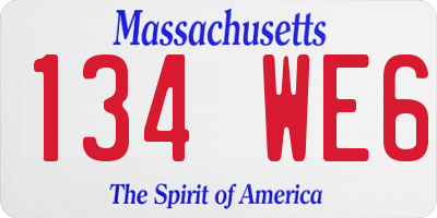 MA license plate 134WE6