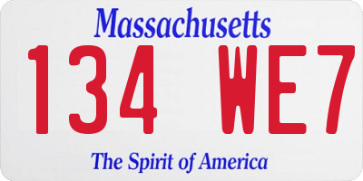 MA license plate 134WE7