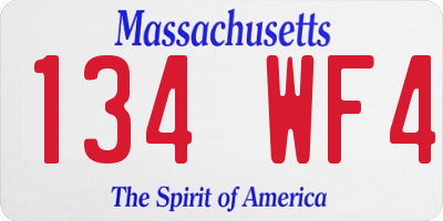 MA license plate 134WF4