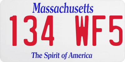 MA license plate 134WF5