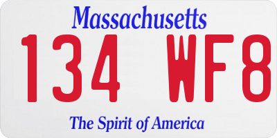 MA license plate 134WF8