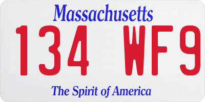 MA license plate 134WF9