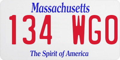 MA license plate 134WG0