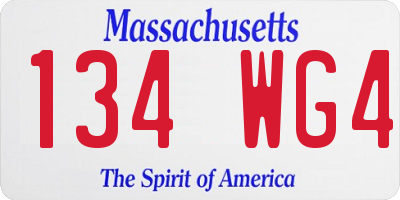 MA license plate 134WG4