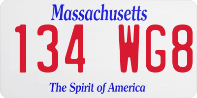 MA license plate 134WG8