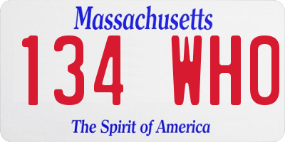 MA license plate 134WH0
