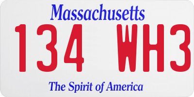 MA license plate 134WH3