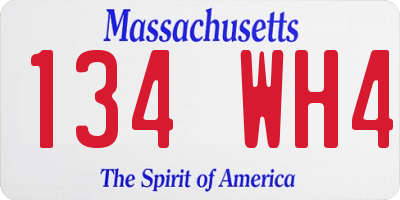 MA license plate 134WH4