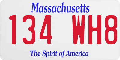 MA license plate 134WH8