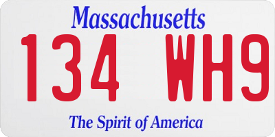 MA license plate 134WH9