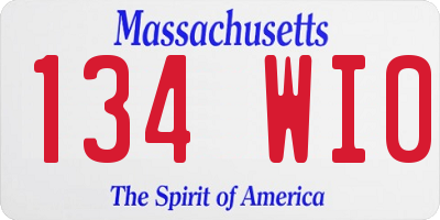 MA license plate 134WI0