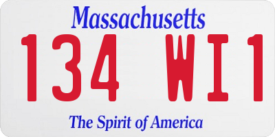 MA license plate 134WI1