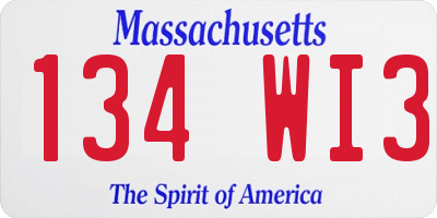 MA license plate 134WI3