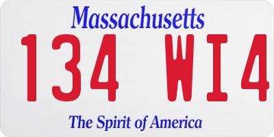 MA license plate 134WI4