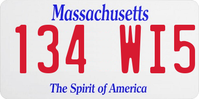 MA license plate 134WI5