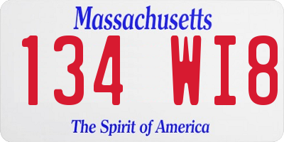 MA license plate 134WI8