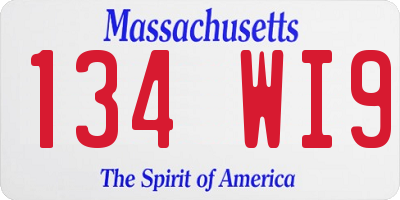 MA license plate 134WI9