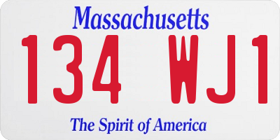 MA license plate 134WJ1