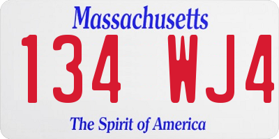 MA license plate 134WJ4