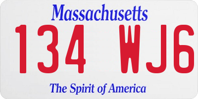 MA license plate 134WJ6