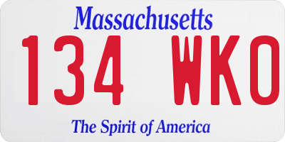 MA license plate 134WK0