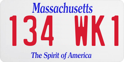 MA license plate 134WK1