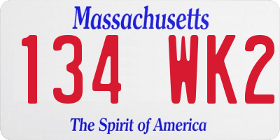 MA license plate 134WK2