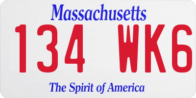 MA license plate 134WK6