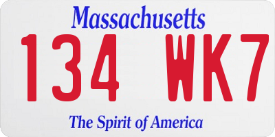 MA license plate 134WK7