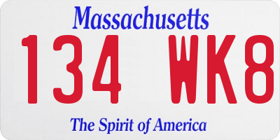 MA license plate 134WK8