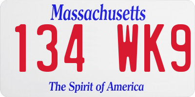 MA license plate 134WK9