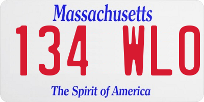 MA license plate 134WL0