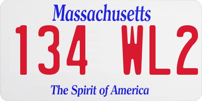 MA license plate 134WL2
