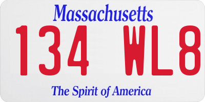 MA license plate 134WL8