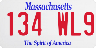 MA license plate 134WL9