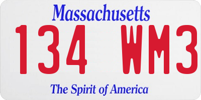 MA license plate 134WM3