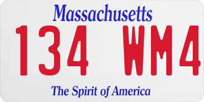 MA license plate 134WM4