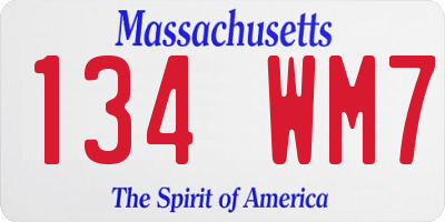 MA license plate 134WM7
