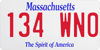 MA license plate 134WN0
