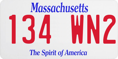 MA license plate 134WN2