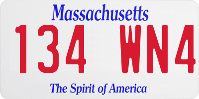 MA license plate 134WN4
